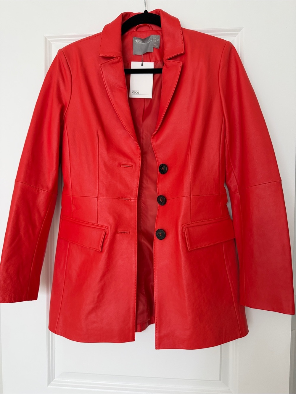 ASOS Red Leather Blazer Jacket